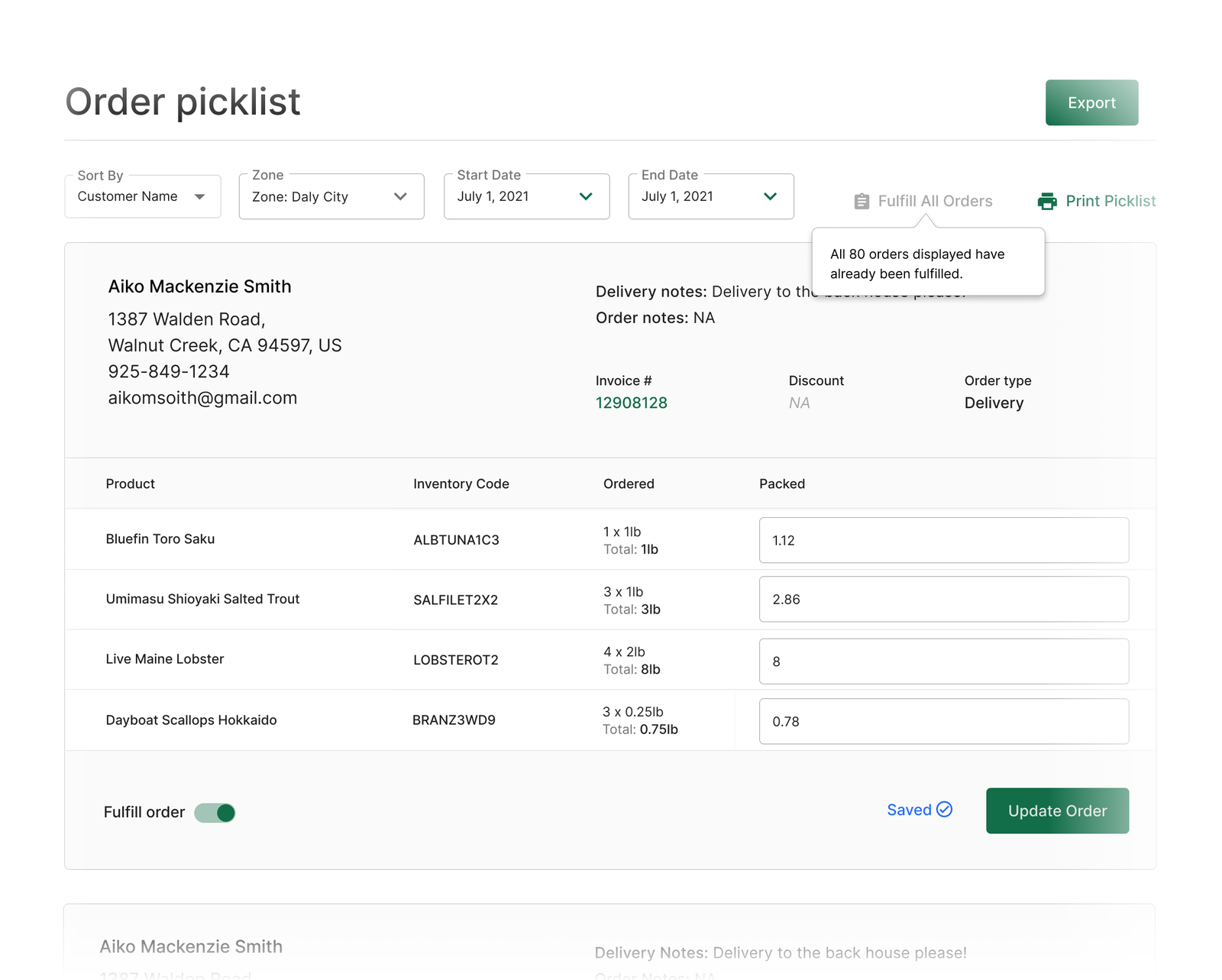 Operations dashboard